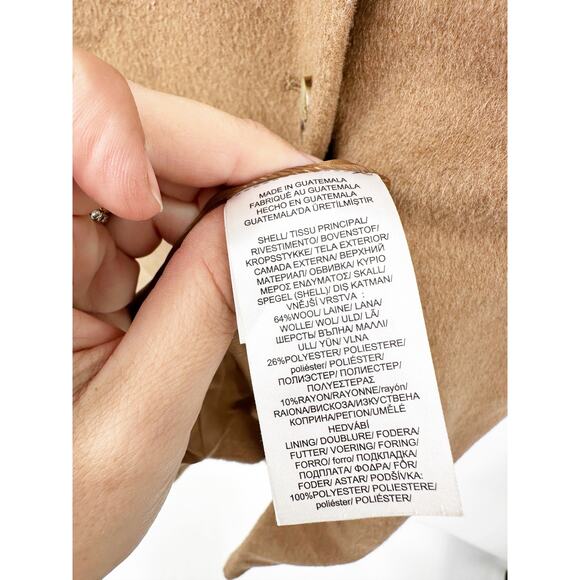 Lauren Ralph Lauren Camel Tan Wool Blend Reefer Menswear Style Overcoat Size 6 - Picture 5 of 7